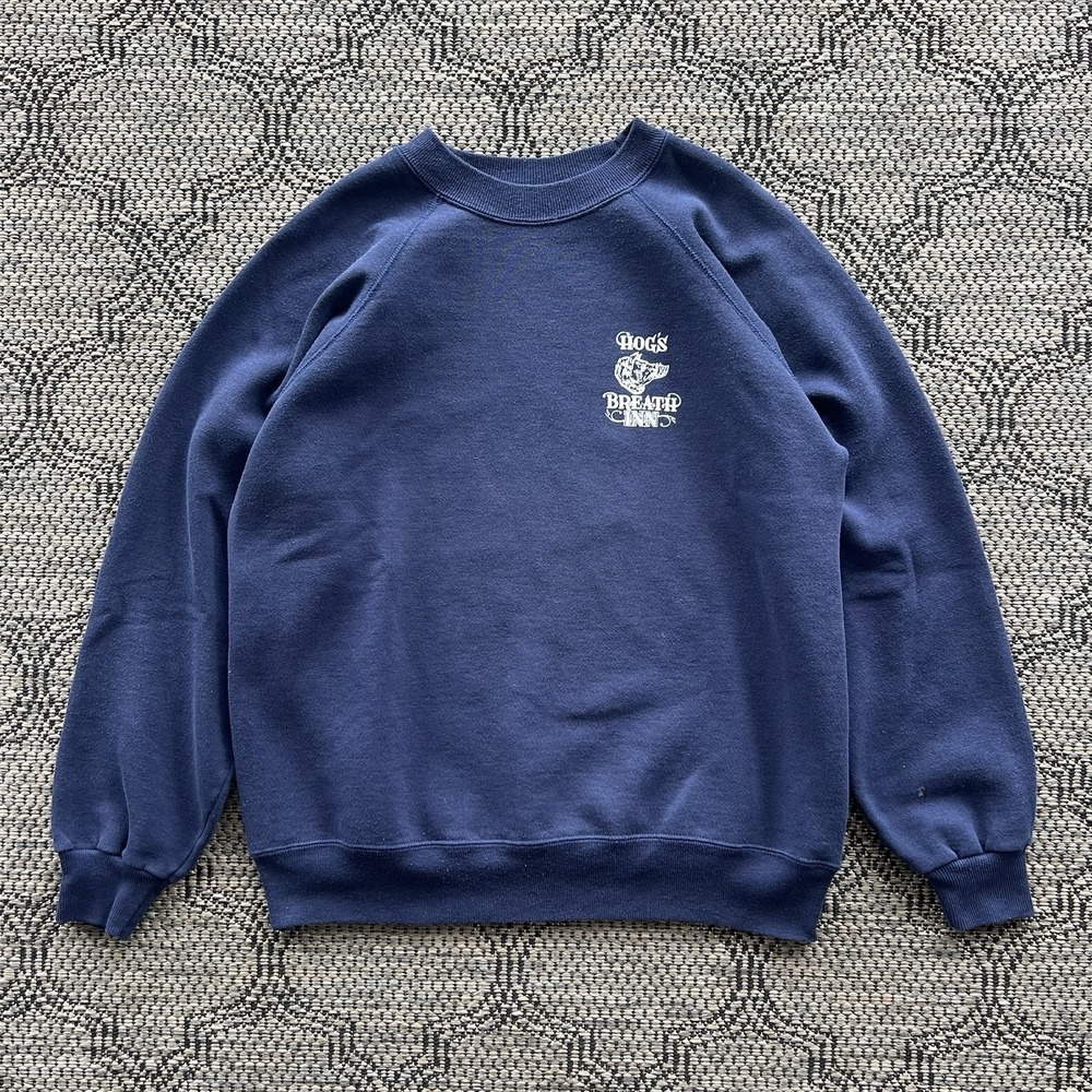 Vintage Hogs Breath Inn Sweatshirt Men's Large Blue‎ Raglan Saloon Biker 90s